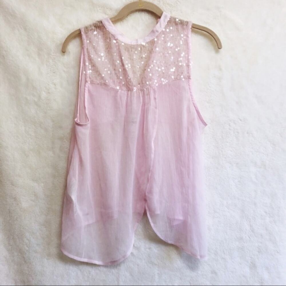 Hollister Pink Sequined Transparent Tank Top - Picture 2 of 8